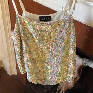 Topshop Sequin crop Tank Sz 6